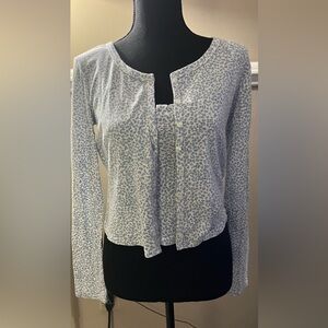 Pink Rose Light Blue Patterned Cardigan